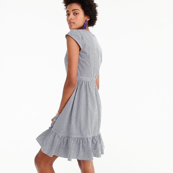 Faux Wrap Gingham Cotton J Crew Dress - Picture 3 of 3